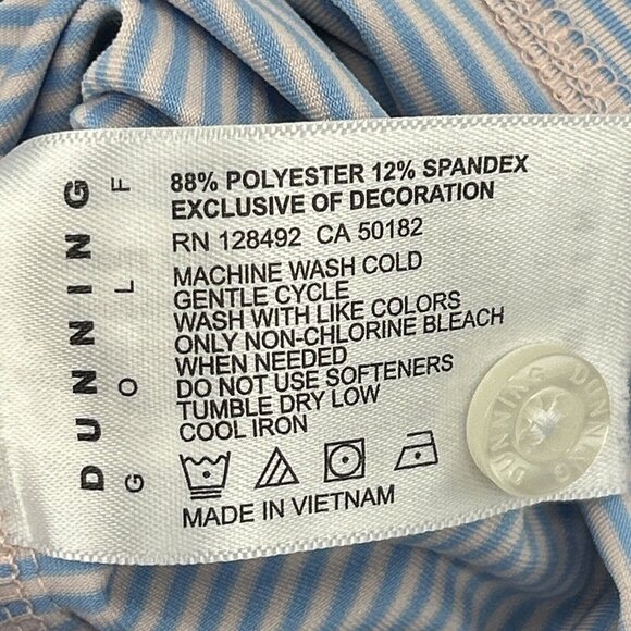 Dunning Shirt Men's XL Blue Pink Stripes Short Sleeve Polo Golf Long Cove Club - Picture 6 of 11